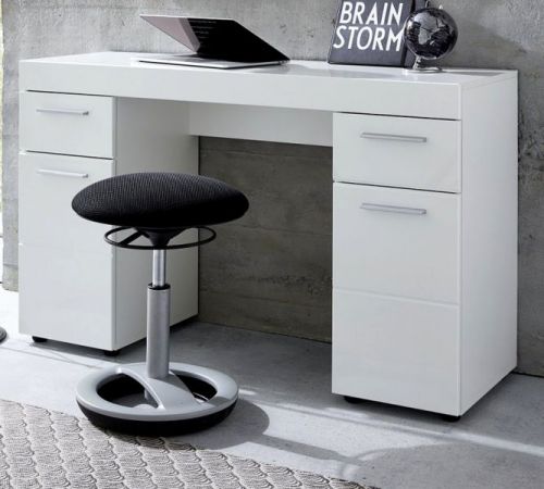Schreibtisch Adamo in wei� Hochglanz - B�rotisch 120 x 76 cm