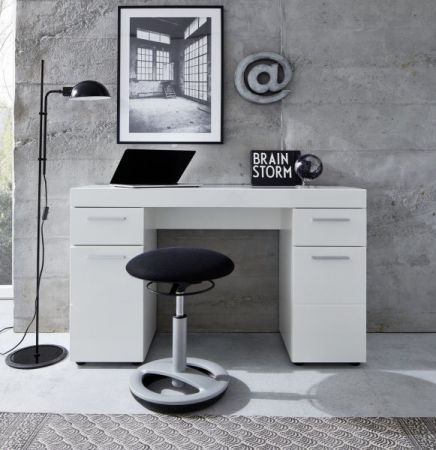 Schreibtisch Adamo in wei� Hochglanz - B�rotisch 120 x 76 cm