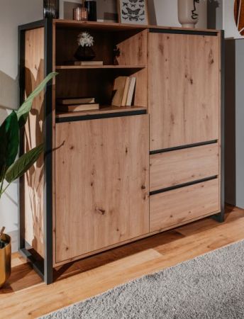Highboard Malta in Artisan Eiche und Anthrazit im Industrie Look 120 x 140 cm