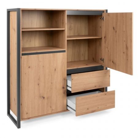 Highboard Malta in Artisan Eiche und Anthrazit im Industrie Look 120 x 140 cm