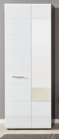 Garderobenschrank Matrix in wei� Hochglanz und Sardegna grau Rauchsilber Flurschrank 60 x 191 cm