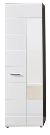 Garderobenschrank Matrix in wei� Hochglanz und Sardegna grau Rauchsilber Flurschrank 60 x 191 cm
