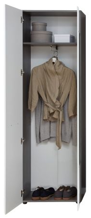 Garderobenschrank Matrix in wei� Hochglanz und Sardegna grau Rauchsilber Flurschrank 60 x 191 cm