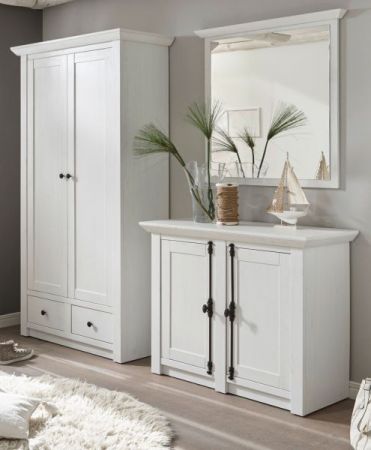 Garderobe Hooge in Pinie wei� Landhaus Garderobenkombination 3-tlg. mit Schuh- / Garderobenschrank und Kommode