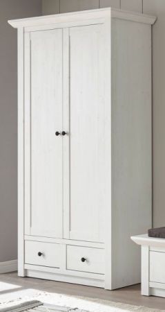 Garderobenschrank Hooge in Pinie wei� Landhaus Garderobe oder gro�er Schuhschrank 105 x 206 cm