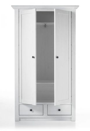 Garderobenschrank Hooge in Pinie wei� Landhaus Garderobe oder gro�er Schuhschrank 105 x 206 cm