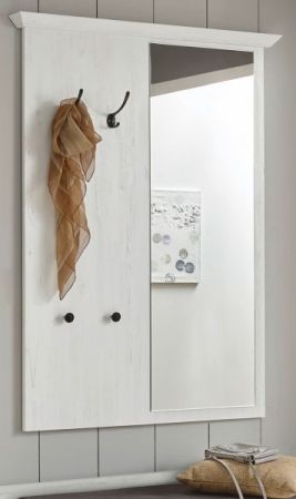 Garderobenpaneel Hooge in Pinie wei� Landhaus Wandgarderobe mit Spiegel 105 x 140 cm