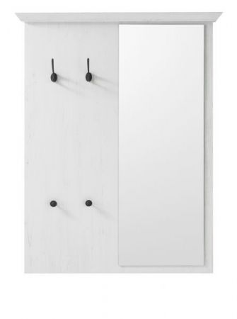 Garderobenpaneel Hooge in Pinie wei� Landhaus Wandgarderobe mit Spiegel 105 x 140 cm
