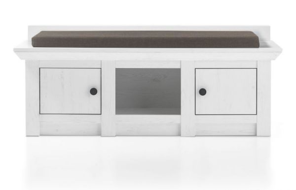 Garderobe Sitzbank Hooge in Pinie wei� Landhaus Garderobenbank und Schuhschrank 124 x 42 cm