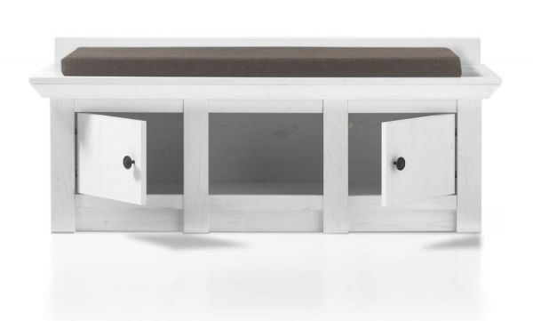 Garderobe Sitzbank Hooge in Pinie wei� Landhaus Garderobenbank und Schuhschrank 124 x 42 cm