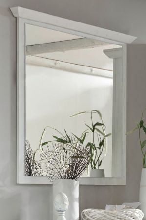 Garderobenspiegel Hooge in Pinie wei� Landhaus Wandspiegel 92 x 99 cm