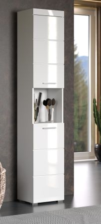 Bad Hochschrank Adamo in wei� Hochglanz, Badschrank 37 x 190 cm