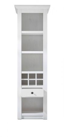 Regalschrank Hooge in Pinie wei� Landhaus Vitrine mit Weinregal 58 x 207 cm