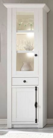 Vitrine Hooge in Pinie wei� Landhaus Vitrinenschrank 63 x 207 cm