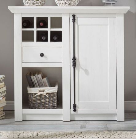 Kommode Hooge in Pinie wei� Landhaus mit Weinregal 105 x 100 cm