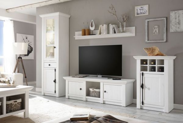 Kommode Hooge in Pinie wei� Landhaus mit Weinregal 63 x 100 cm