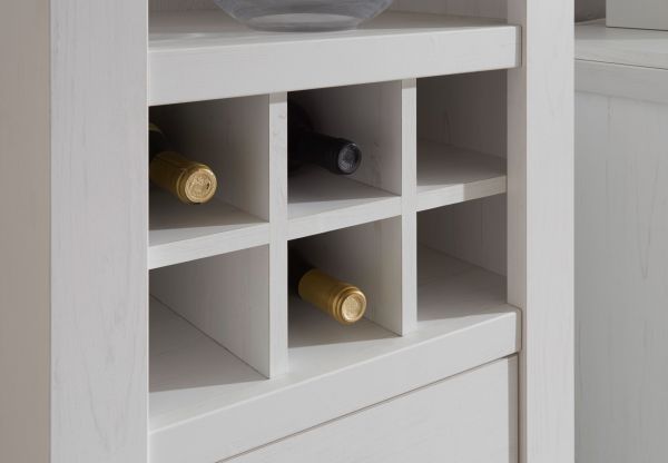Wohnwand Hooge in Pinie wei� Landhaus Schrankwand 4-teilig 298 x 207 cm