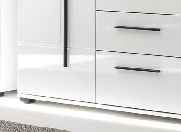 Wohnwand Design-D in Hochglanz wei� Anbauwand 4-teilig 290 x 200 cm