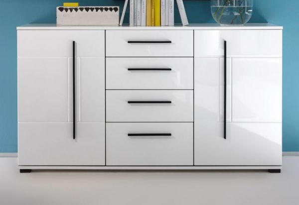 Sideboard Design-D in wei� Hochglanz Kommode 150 x 86 cm, Soft-Close