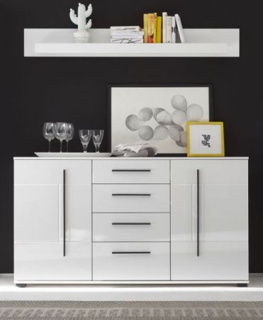 Sideboard Design-D in wei� Hochglanz Kommode 150 x 86 cm, Soft-Close