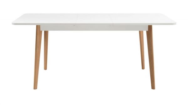 Esstisch Helge in wei� und Eiche Riviera K�chentisch skandinavisch ausziehbar mit Einlegeplatte 140 / 180 x 80 cm