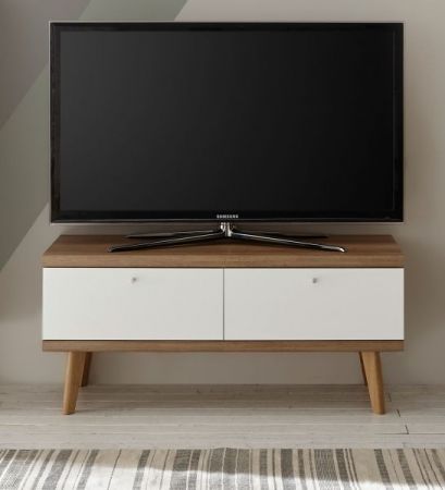 TV-Lowboard Helge in wei� und Eiche Riviera TV-Unterteil skandinavisch 107 x 50 cm