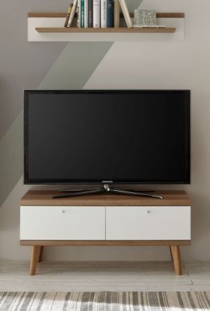 TV-Lowboard Helge in wei� und Eiche Riviera TV-Unterteil skandinavisch 107 x 50 cm
