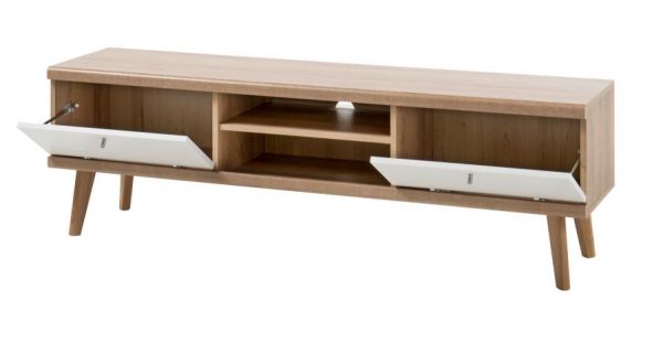 TV-Lowboard Helge in wei� und Eiche Riviera TV-Unterteil skandinavisch 160 x 50 cm