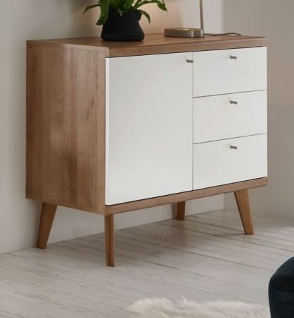 Sideboard Helge in wei� und Eiche Riviera Kommode skandinavisch 107 x 83 cm