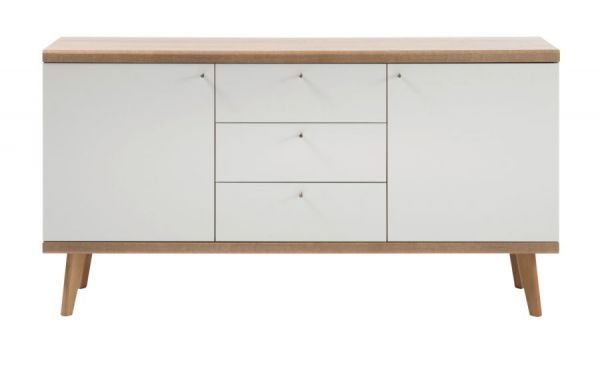 Sideboard Helge in wei� und Eiche Riviera Kommode skandinavisch 160 x 83 cm