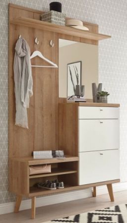 Garderobe Helge in wei� und Eiche Riviera Kompaktgarderobe skandinavisch 110 x 200 cm