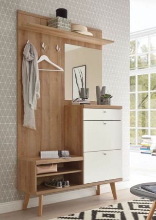 Garderobe Helge in wei� und Eiche Riviera Kompaktgarderobe skandinavisch 110 x 200 cm