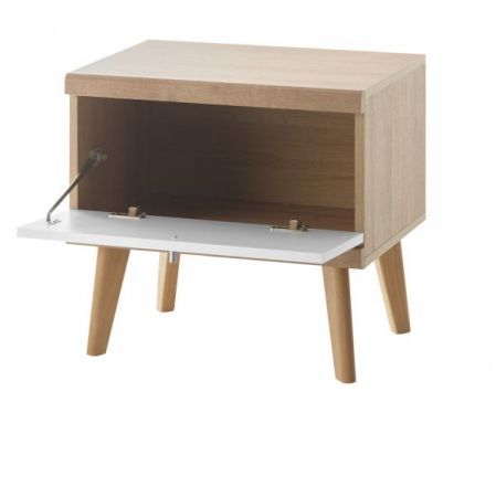 Nachttisch Helge in wei� und Eiche Riviera Nachtkommode skandinavisch 54 x 50 cm