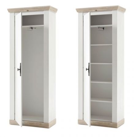 Garderobenschrank Rovola in Pinie wei� / Oslo Pinie Landhaus Garderobe oder gro�er Schuhschrank 73 x 201 cm