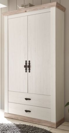 Garderobenschrank Rovola in Pinie wei� / Oslo Pinie Landhaus Garderobe oder gro�er Schuhschrank 107 x 201 cm
