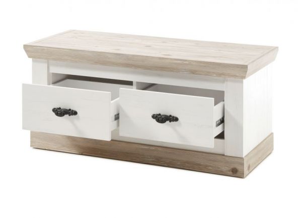 Garderobe Sitzbank Rovola in Pinie wei� / Oslo Pinie Landhaus Garderobenbank 107 x 48 cm