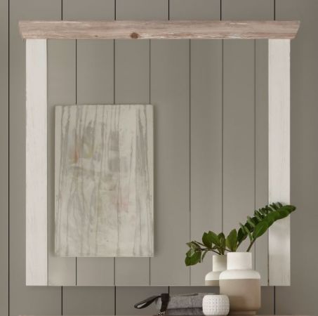 Garderobenspiegel Rovola in Pinie wei� / Oslo Pinie Landhaus Spiegel 107 x 110 cm
