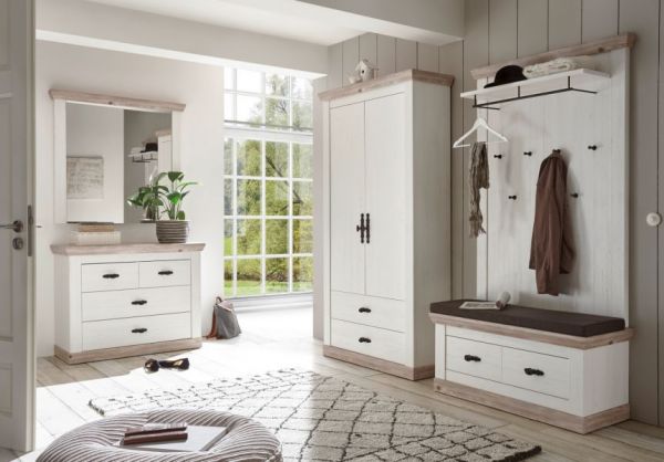Kommode Rovola in Pinie wei� / Oslo Pinie Landhaus 107 x 84 cm Schubladenkommode