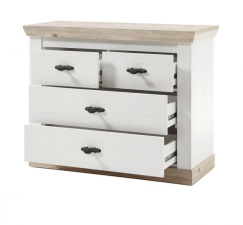 Kommode Rovola in Pinie wei� / Oslo Pinie Landhaus 107 x 84 cm Schubladenkommode