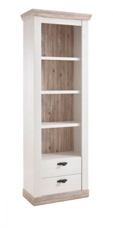 Regalschrank Rovola in Pinie wei� / Oslo Pinie Landhaus Vitrine 71 x 201 cm