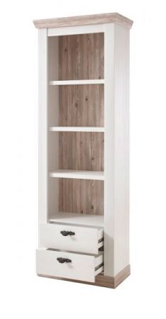 Regalschrank Rovola in Pinie wei� / Oslo Pinie Landhaus Vitrine 71 x 201 cm