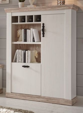 Highboard Rovola in Pinie wei� / Oslo Pinie Landhaus Kommode 105 x 146 cm