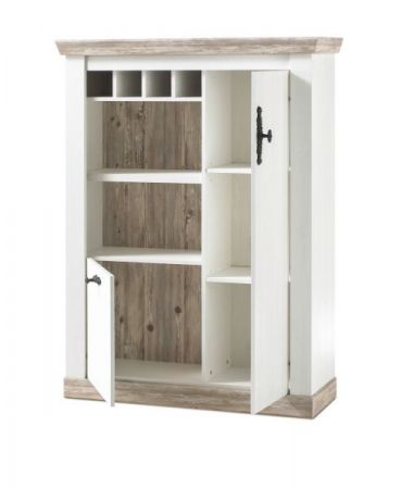 Highboard Rovola in Pinie wei� / Oslo Pinie Landhaus Kommode 105 x 146 cm