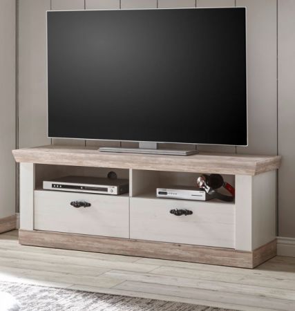 TV-Lowboard Rovola in Pinie wei� / Oslo Pinie Landhaus TV-Unterteil 134 x 51 cm