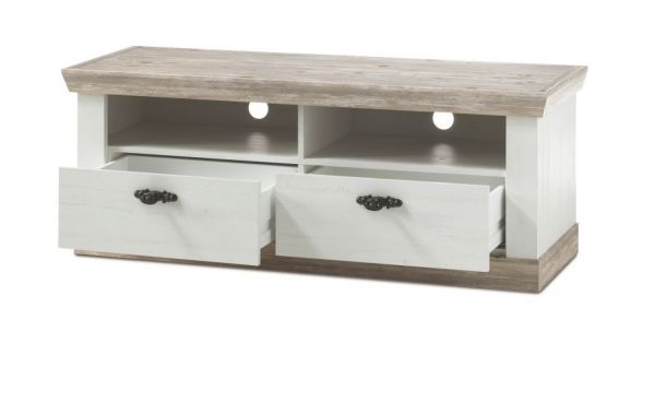 TV-Lowboard Rovola in Pinie wei� / Oslo Pinie Landhaus TV-Unterteil 134 x 51 cm