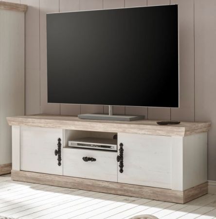 TV-Lowboard Rovola in Pinie wei� / Oslo Pinie Landhaus TV-Unterteil 156 x 51 cm