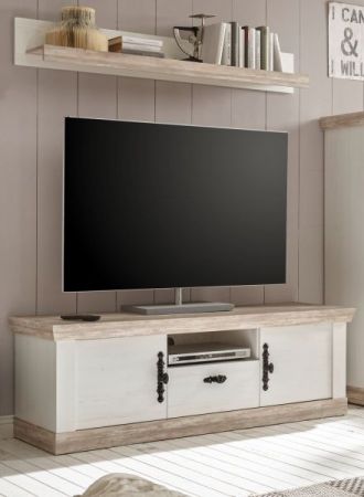 TV-Lowboard Rovola in Pinie wei� / Oslo Pinie Landhaus TV-Unterteil 156 x 51 cm