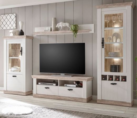 Wandboard Rovola in Pinie wei� / Oslo Pinie Landhaus Wandregal 150 x 20 cm