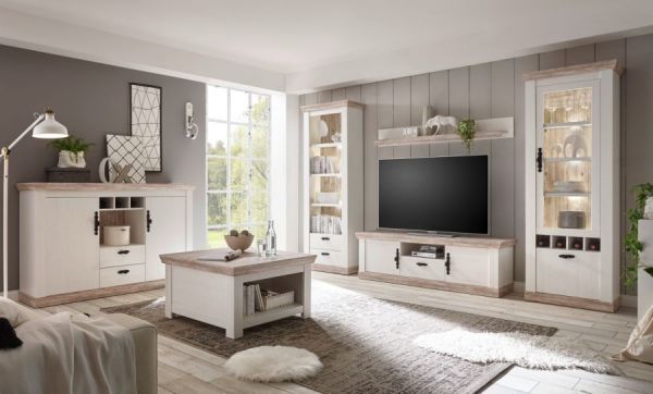 Wandboard Rovola in Pinie wei� / Oslo Pinie Landhaus Wandregal 150 x 20 cm