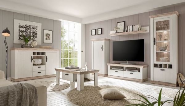 Sideboard Rovola in Pinie wei� / Oslo Pinie Landhaus Kommode 168 x 104 cm